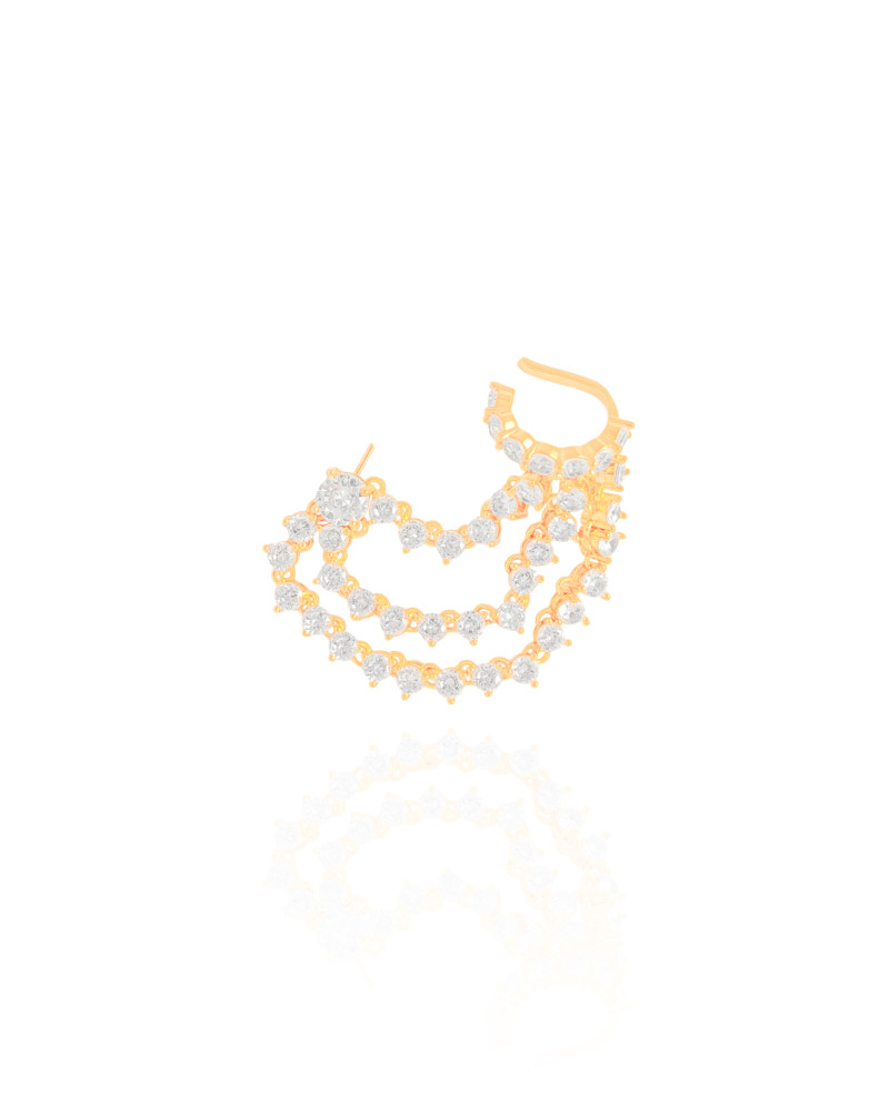 Ear Line Ponto de Luz Cristal - Unidade (Peça Avulsa) - Banhado a Ouro 18K