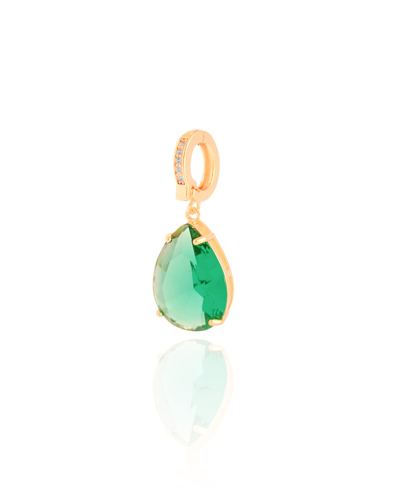 Pingente Gota Turmalina Cravejada Cristal Banhado a Ouro 18K