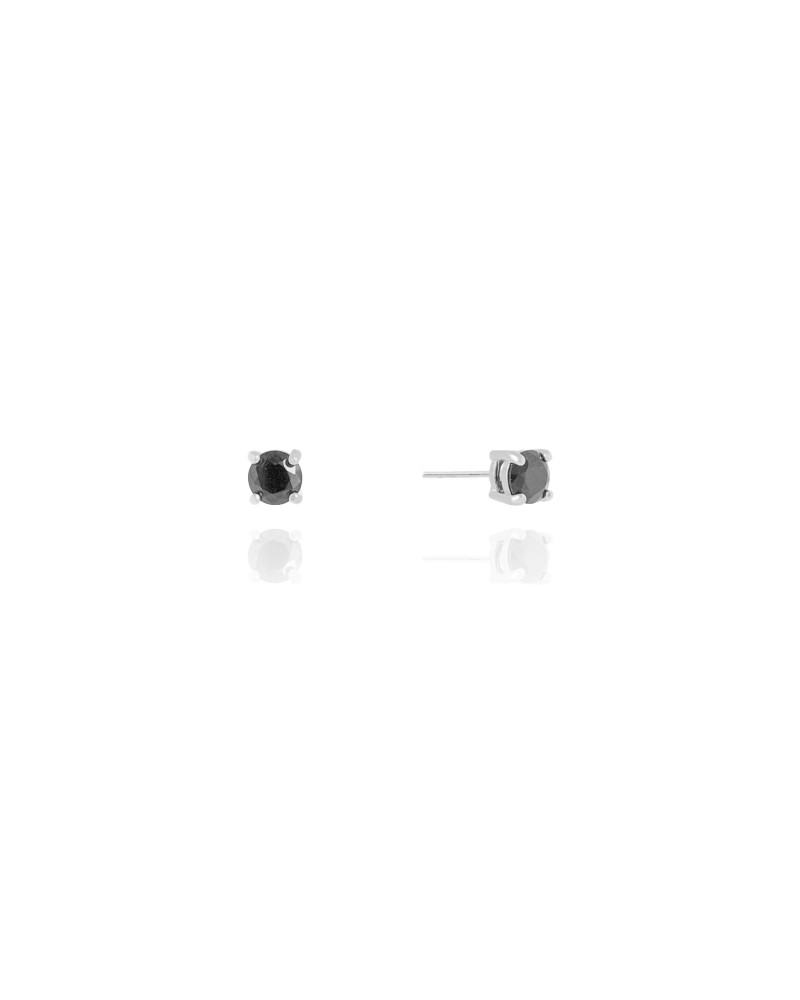 Brinco Ponto de Luz Onix 5 mm Ródio Branco