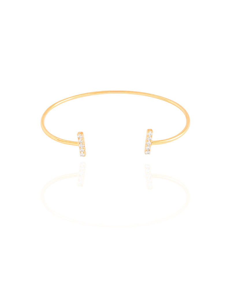 Bracelete Palito Cravejado Cristal Banhado a Ouro 18K