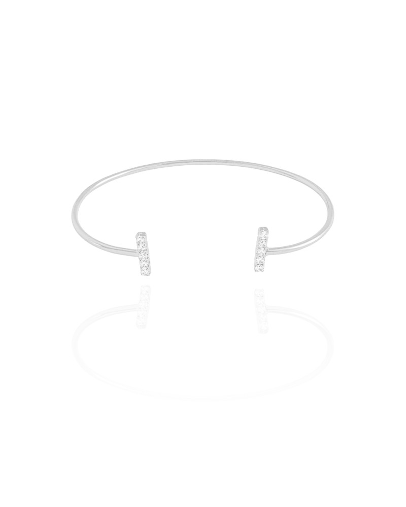Bracelete Palito Cravejado Cristal Ródio Branco