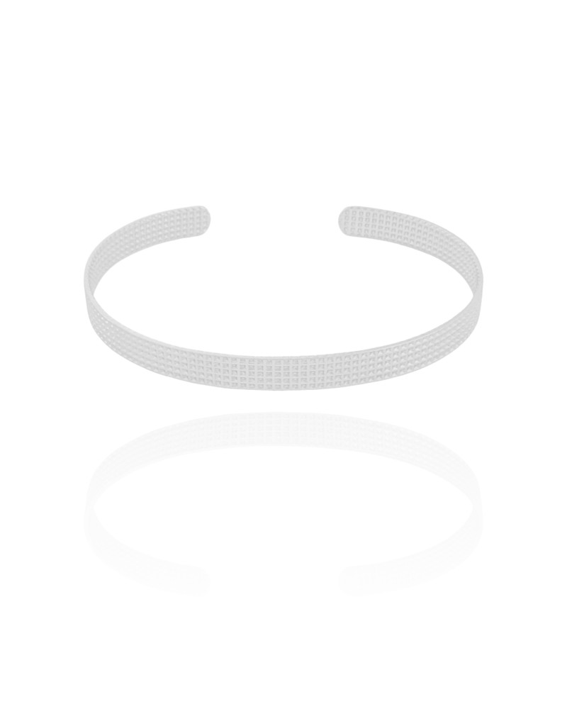 Bracelete Texturizado 5 mm Ródio Branco