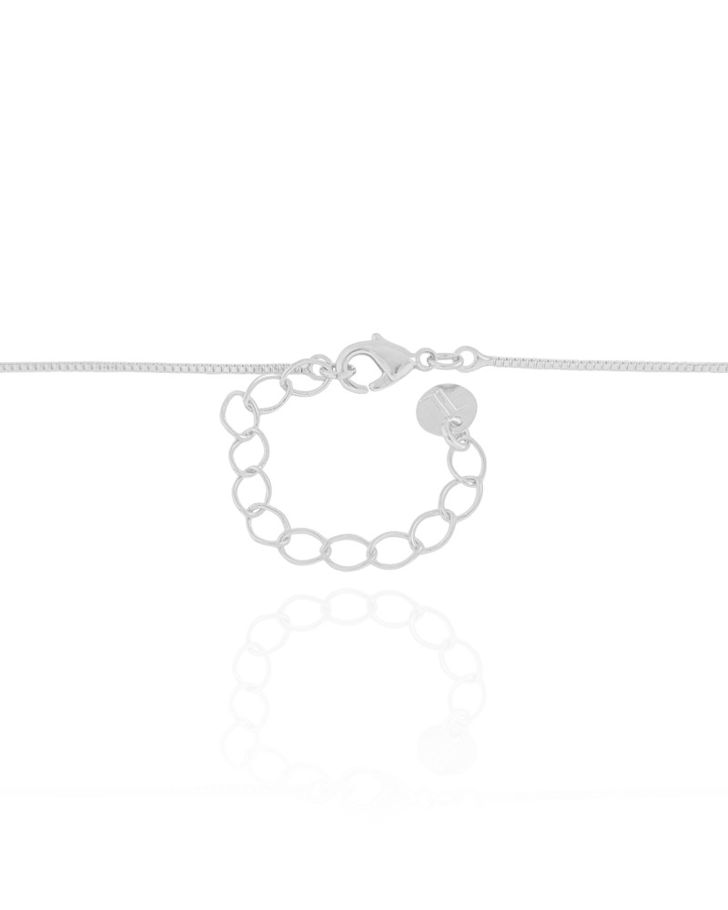 Gargantilha Veneziana Oval Liso 3.7 cm  Ródio Branco - 45 cm