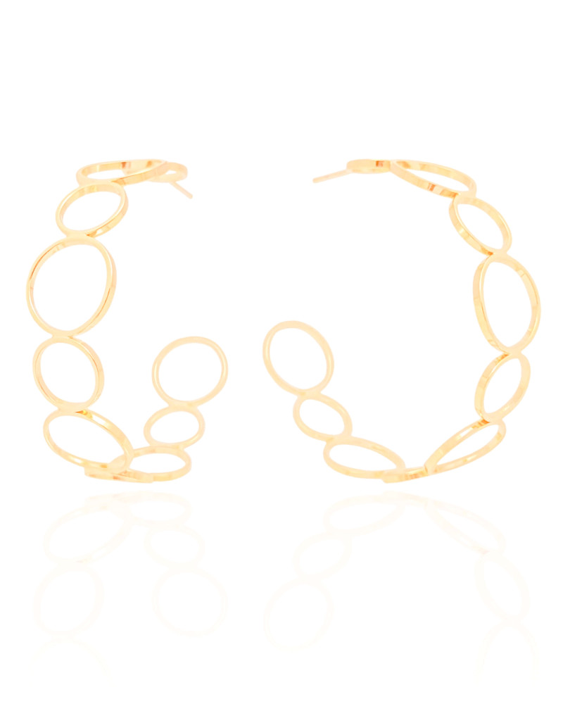 Brinco Argola Círculos 5.2 cm Banhado a Ouro 18K