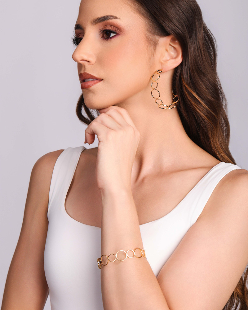 Brinco Argola Círculos 5.2 cm Banhado a Ouro 18K