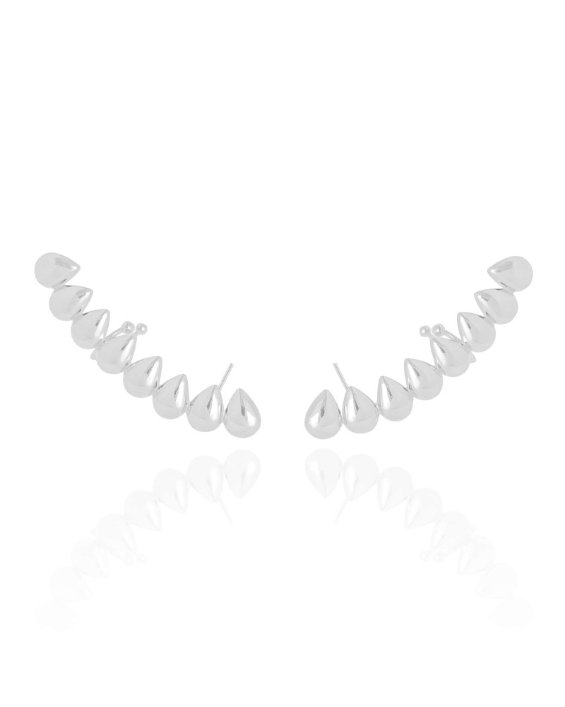 Ear Cuff Gotas Lisas Ródio Branco