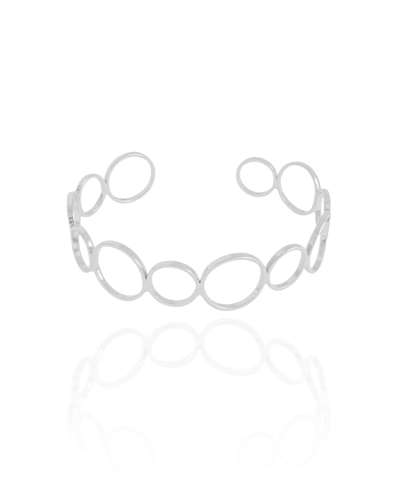 Bracelete Círculos 14 mm Ródio Branco
