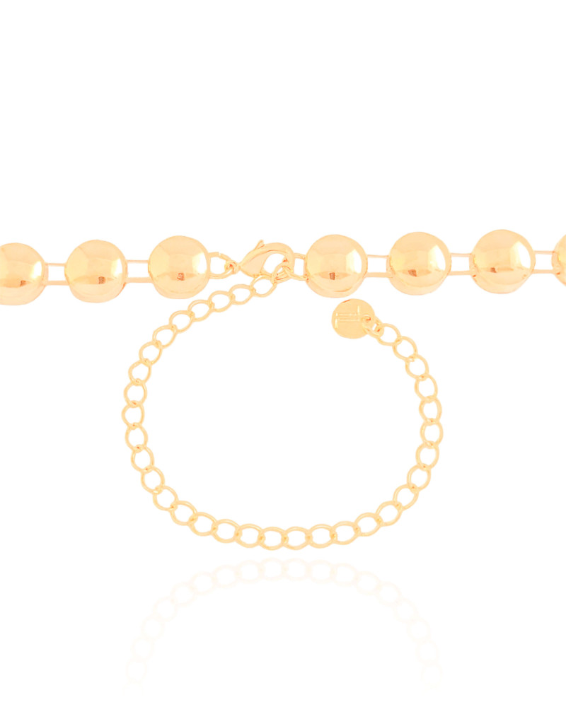 Choker Bolas Achatadas Lisas Banhado a Ouro 18K