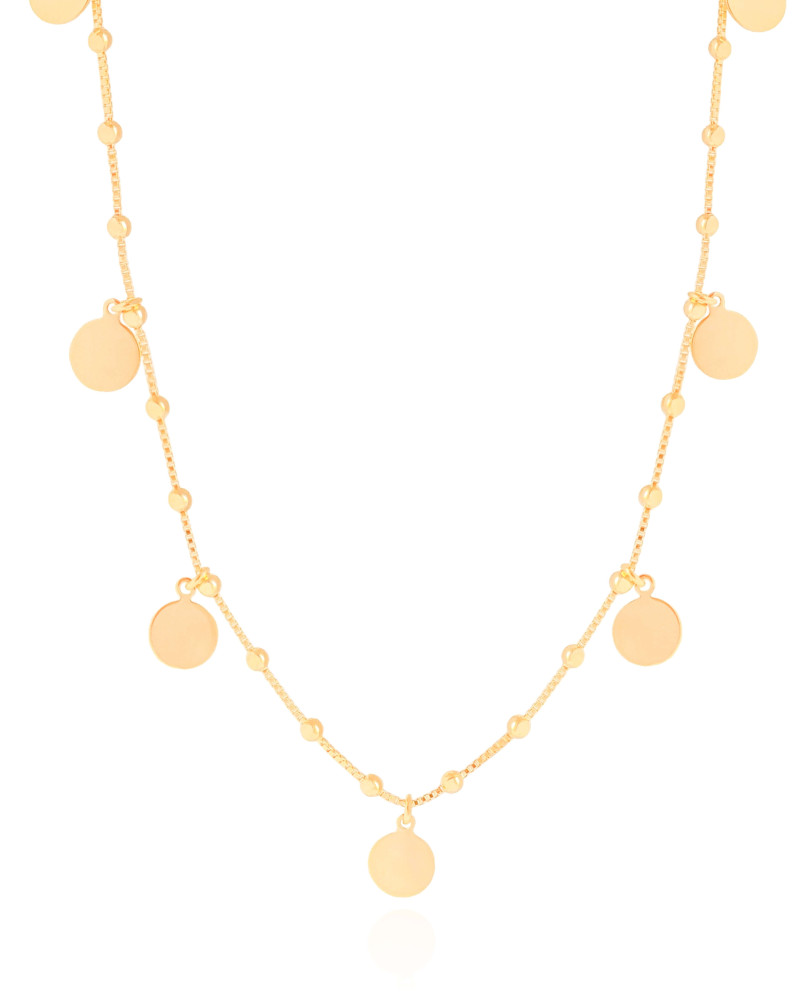 Choker Bolinhas e Medalhas Lisas Banhado a Ouro 18K