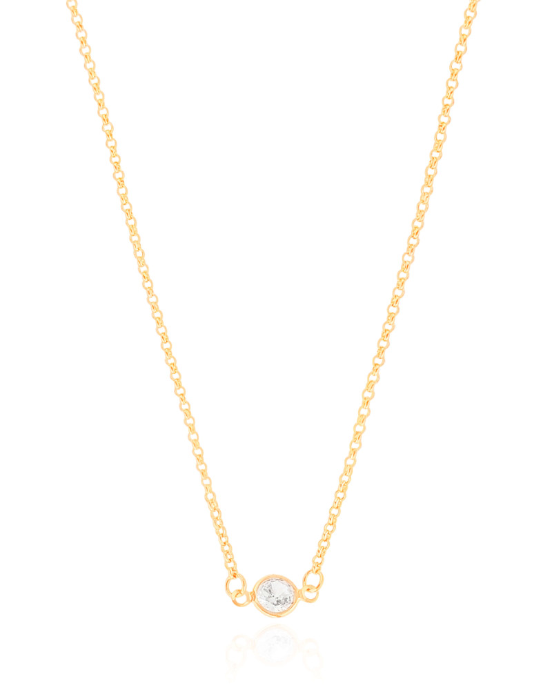 Gargantilha Back Nacklace Elos Pontos de Luz Cristal Banhado a Ouro 18K - 60 cm