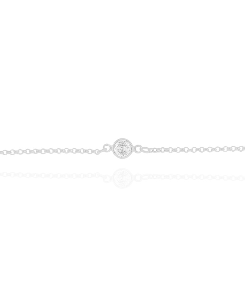 Gargantilha Back Nacklace Elos Pontos de Luz Cristal Ródio Branco - 60 cm