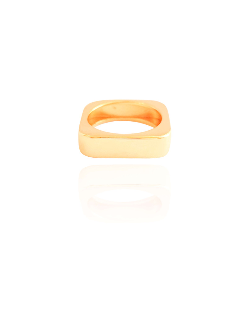 Anel Quadrado Liso Tamanho 12 Banhado a Ouro 18K