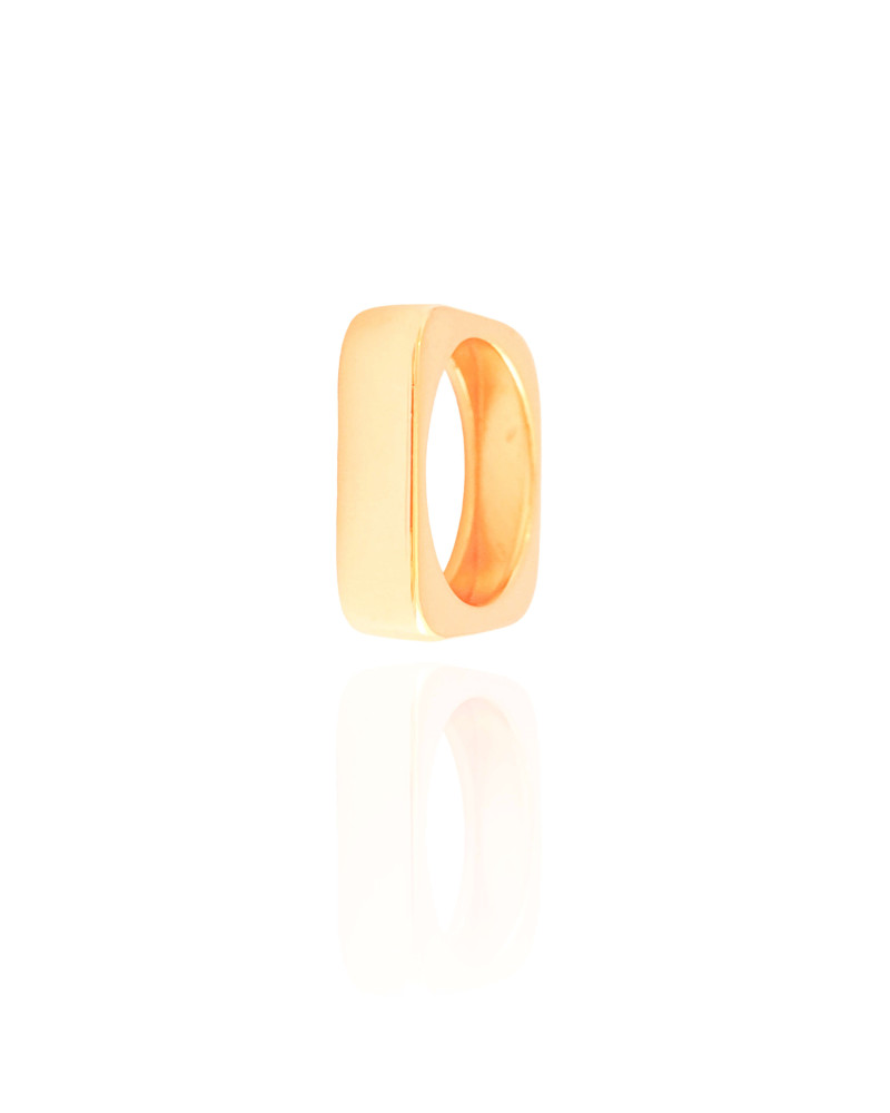 Anel Quadrado Liso Tamanho 12 Banhado a Ouro 18K
