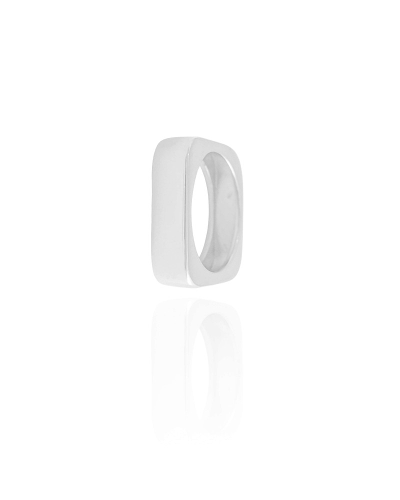 Anel Quadrado Liso Tamanho 18 Ródio Branco
