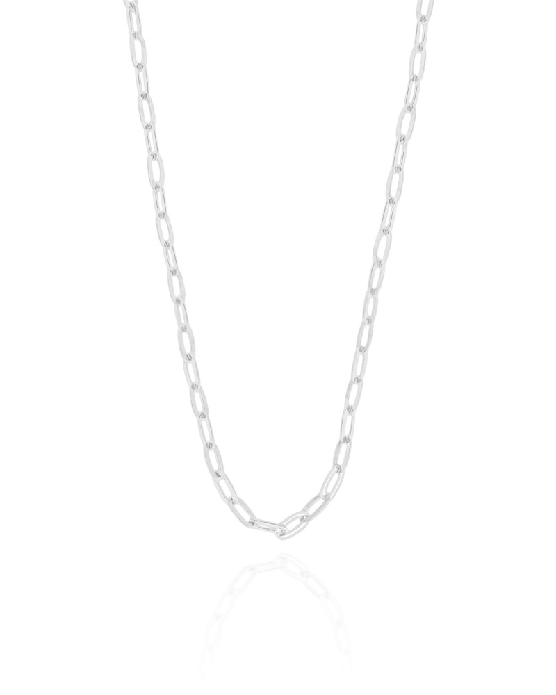 Choker Elos Ovais 3 mm Ródio Branco