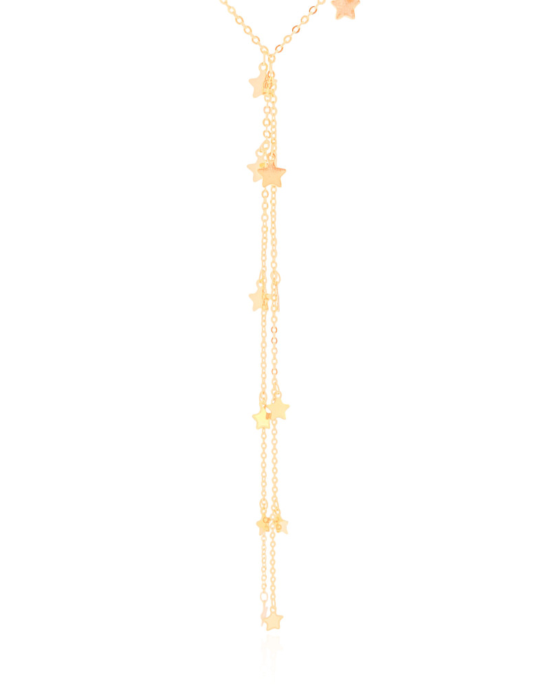 Gravata Elos Americanos Estrelas Lisas Banhado a Ouro 18K - 45 cm