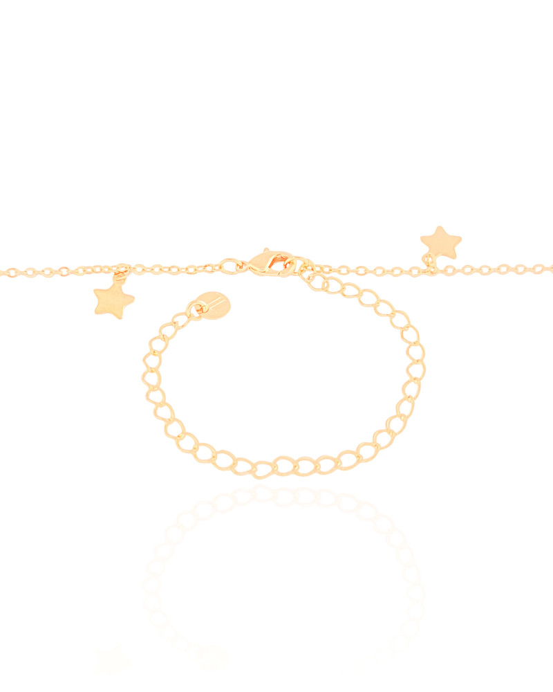 Gravata Elos Americanos Estrelas Lisas Banhado a Ouro 18K - 45 cm