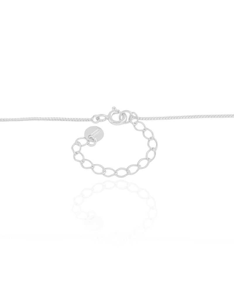 Gargantilha Veneziana Coração Cravejado Cristal Ródio Branco - 40 cm