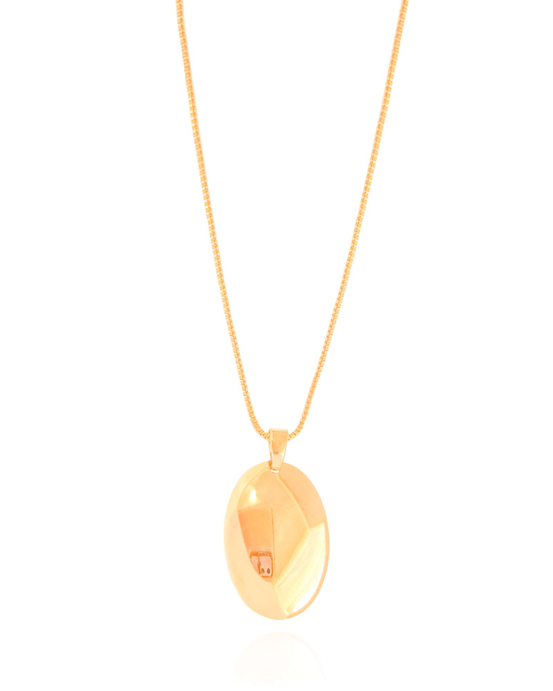 Gargantilha Veneziana Oval Liso Banhado a Ouro 18K - 45 cm