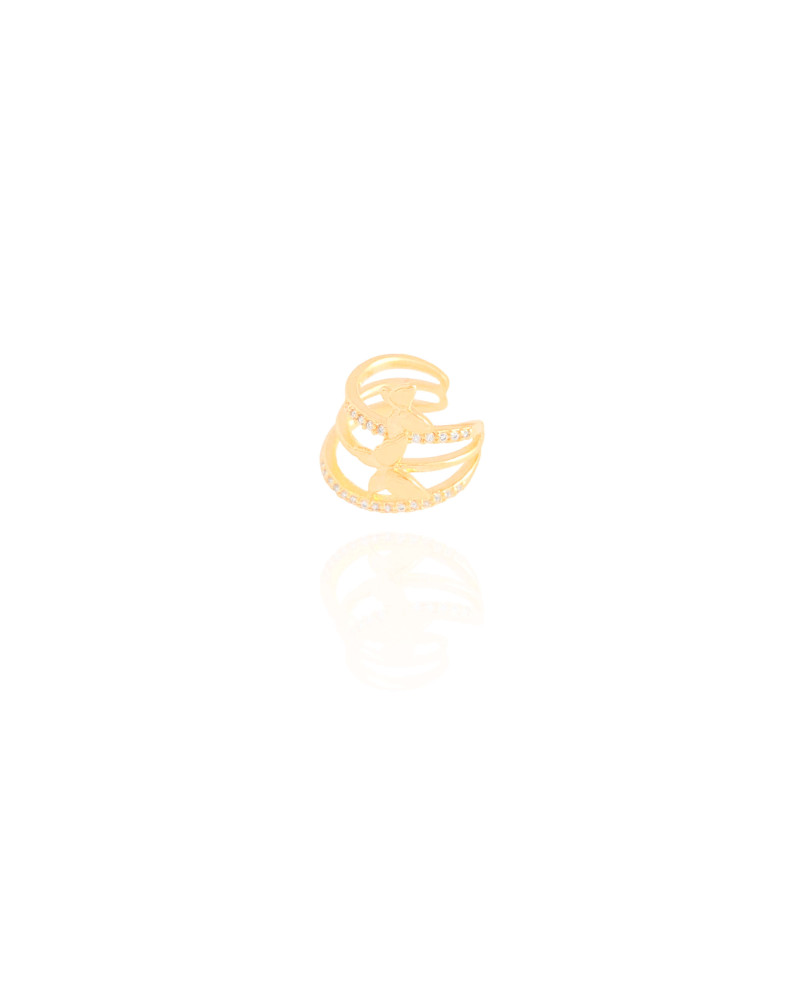 Piercing Borboletas Filetes Cravejados Cristal Banhado a Ouro 18K