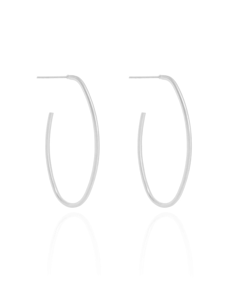 Brinco Argola Oval Fio 4.2 cm Ródio Branco