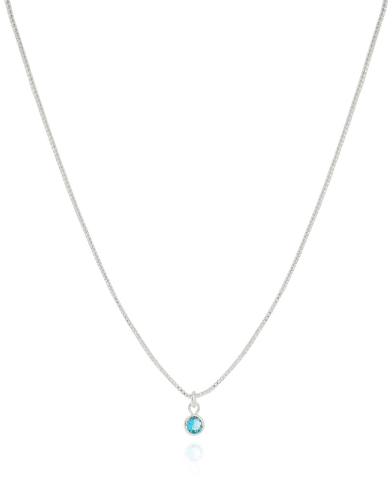 Gargantilha Ponto de Luz Topázio 4 mm Ródio Branco - 40 cm