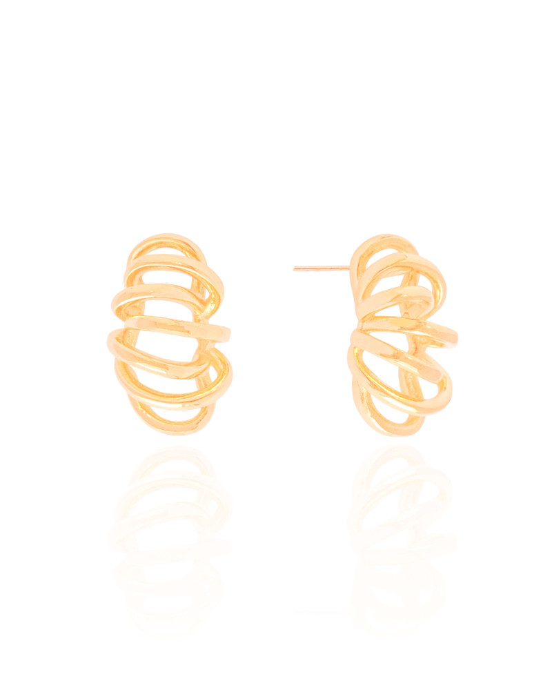 Brinco Entrelaçados Liso 2.6 cm Banhado a Ouro 18K