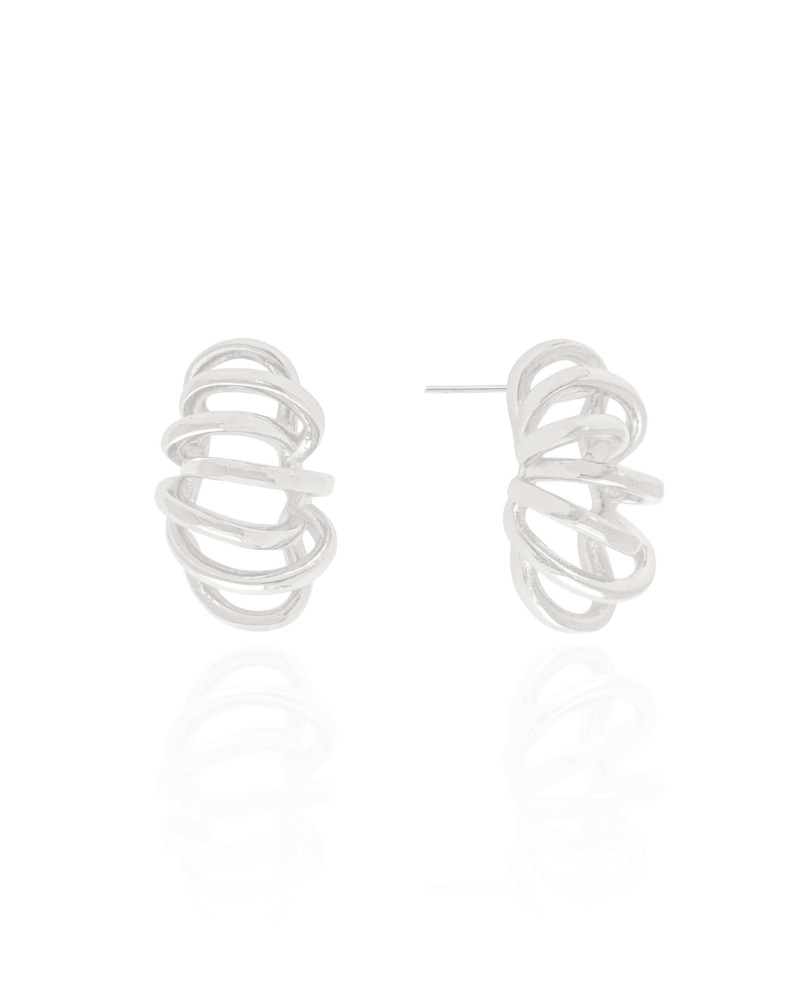 Brinco Entrelaçados Liso 2.6 cm Ródio Branco
