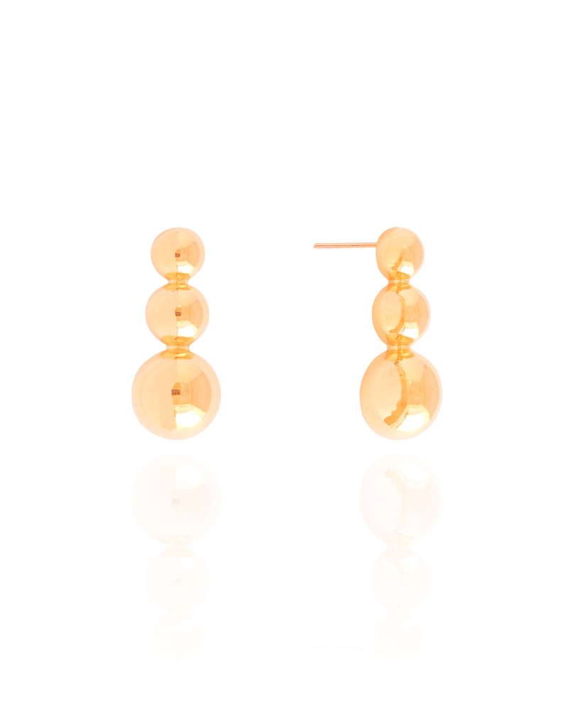 Brinco Bolas Lisas 3.0 cm Banhado a Ouro 18K