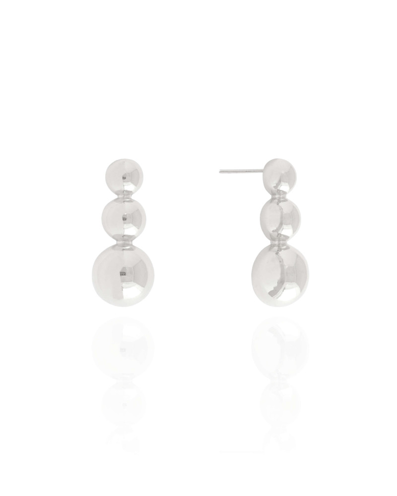 Brinco Bolas Lisas 3.0 cm Ródio Branco