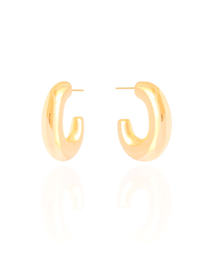 Brinco Argola Abaulada Banhado a Ouro 18k