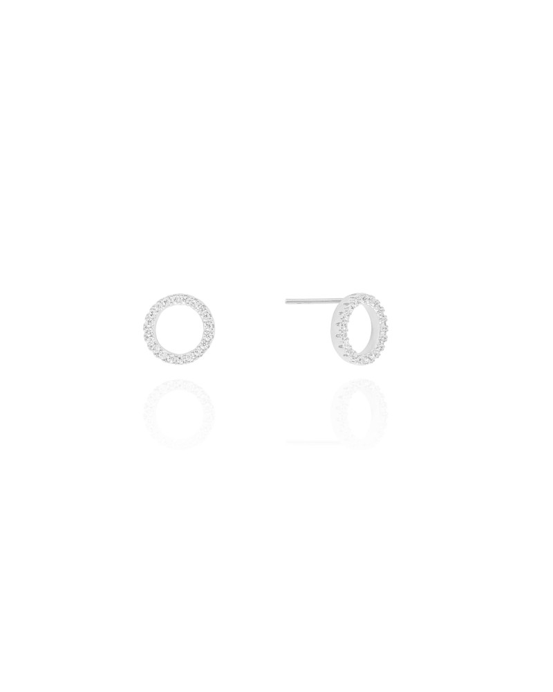 Brinco Circulo Cravejado Ródio Branco