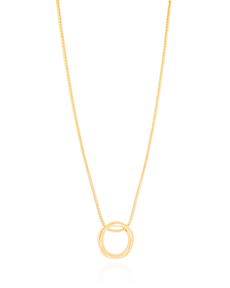 Gargantilha Circulo Torcido Banhado a Ouro 18K - 45 cm