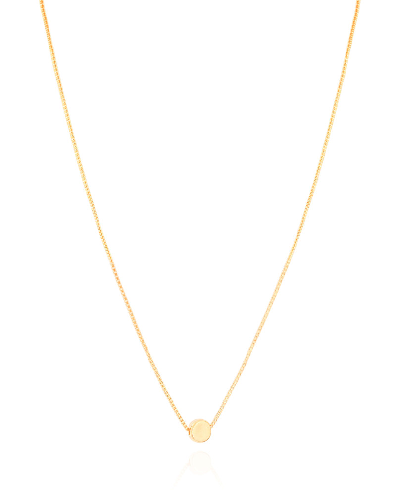 Gargantilha Pingente Redondo Liso Banhado a Ouro 18K - 45 cm