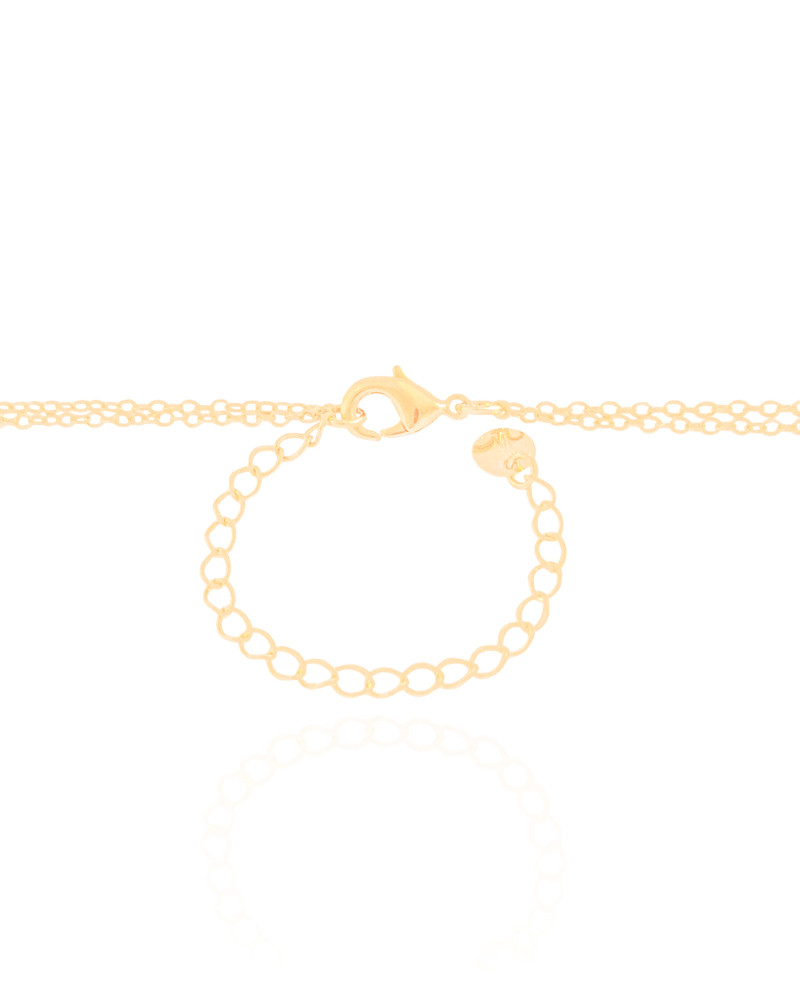 Gargantilha Dupla Palitos V Ponto de Luz Banhado a Ouro 18K - 40 cm
