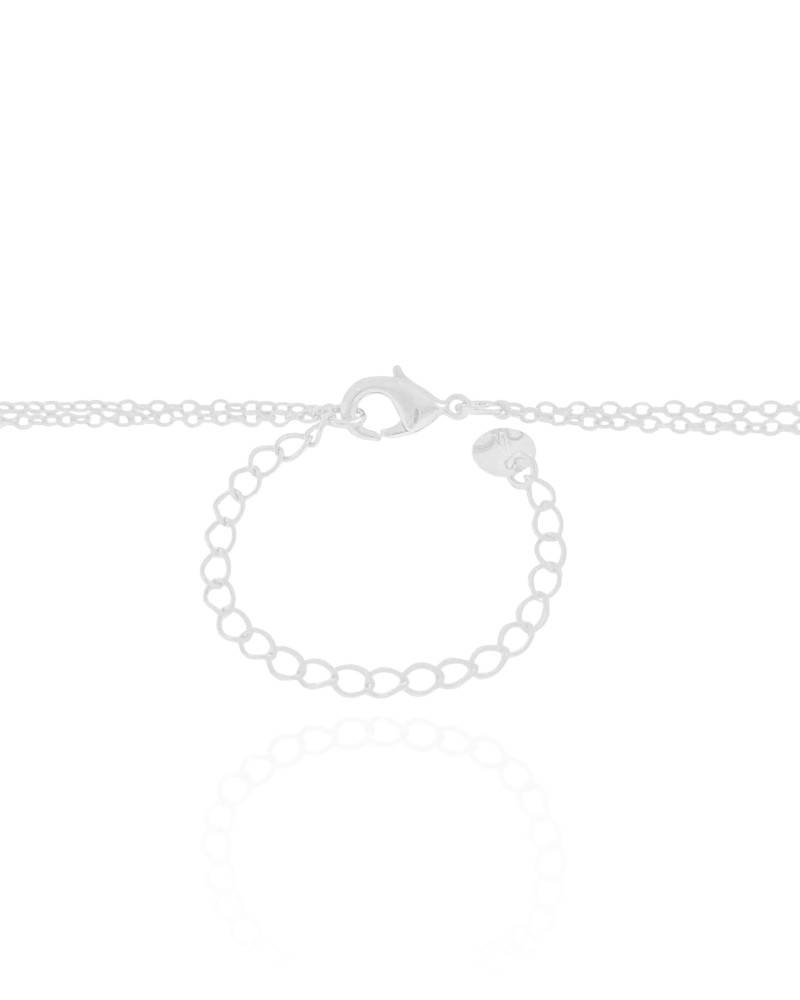 Gargantilha Dupla Palitos V Ponto de Luz Ródio Branco - 40 cm