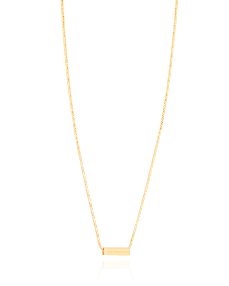 Gargantilha Pingente Retângulo Liso Banhado a Ouro 18K - 45 cm