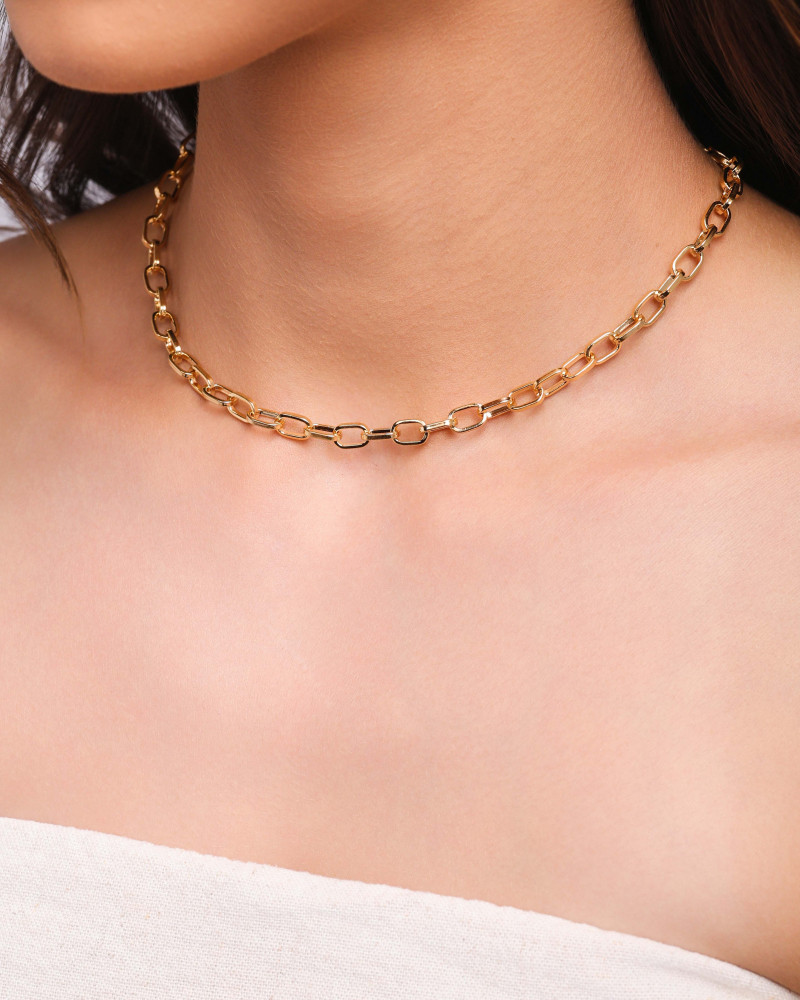 Choker Elos Ovais Banhado a Ouro 18K
