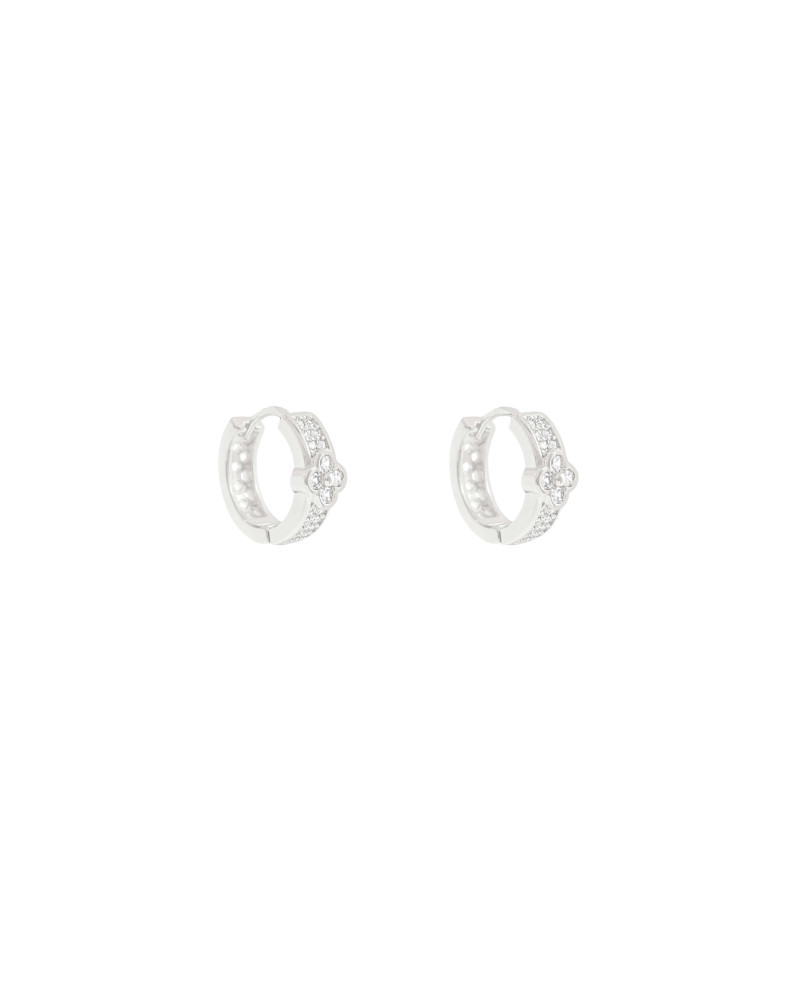Brinco Argola Cravejada Cristal Ródio Branco