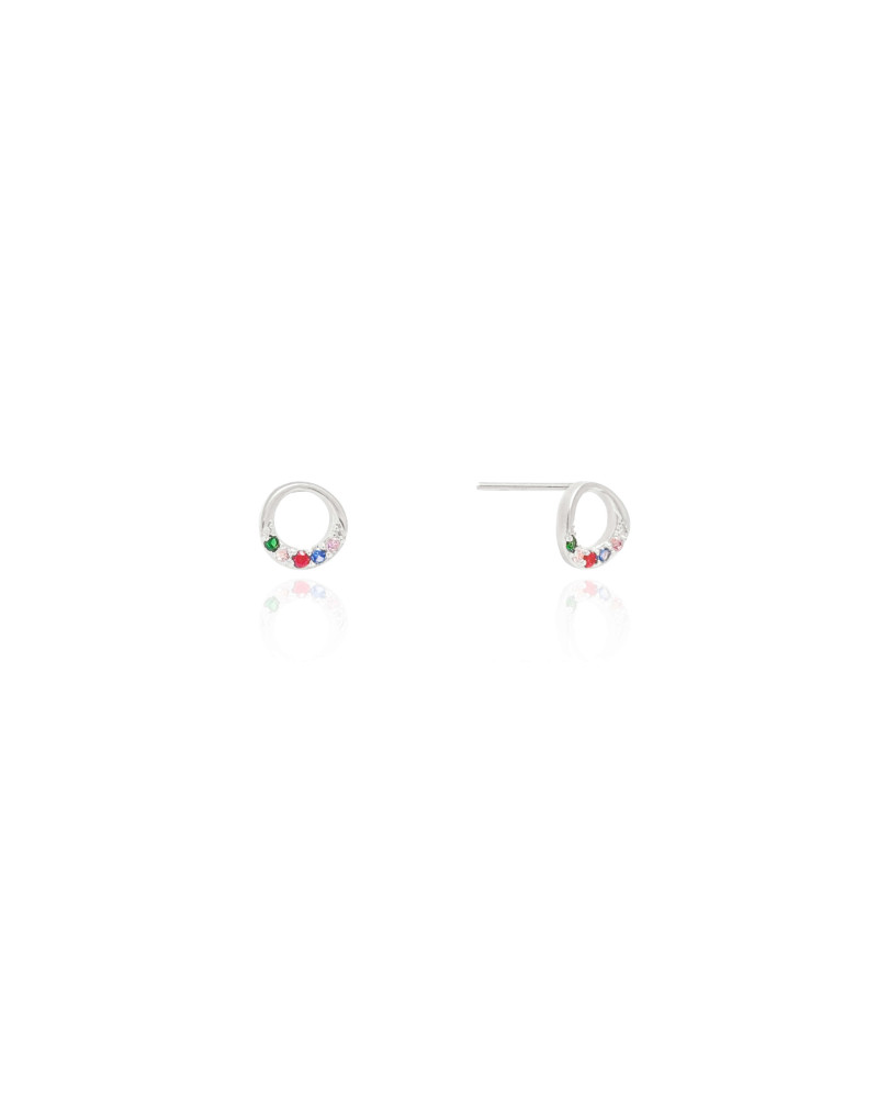 Circulo Colorido 8 mm Ródio Branco
