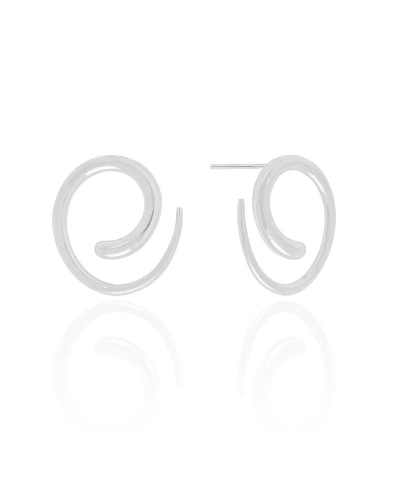 Brinco Caracol Liso Ródio Branco