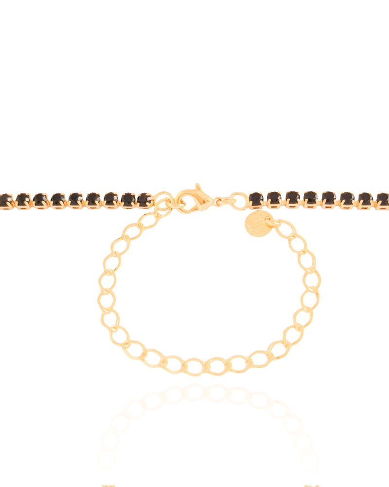 Choker Riviera Preto 3 mm Banhado a Ouro 18K - 30 cm