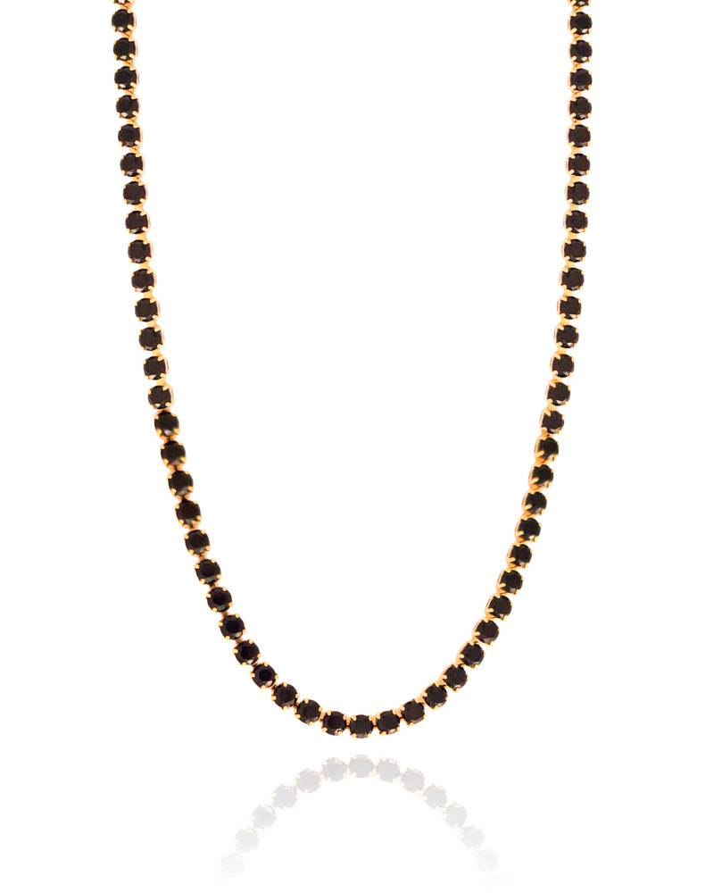 Choker Riviera Preto 3 mm Banhado a Ouro 18K - 30 cm