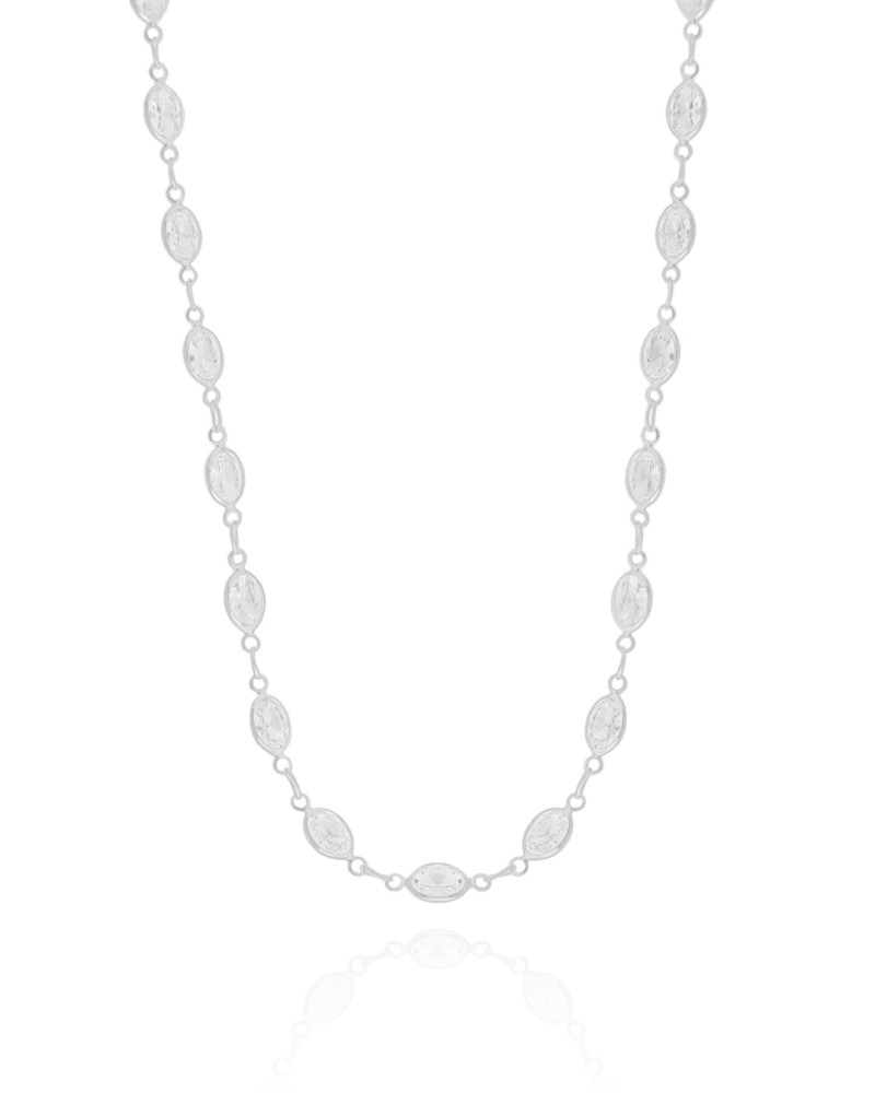 Choker Zircônias Oval Ródio Branco