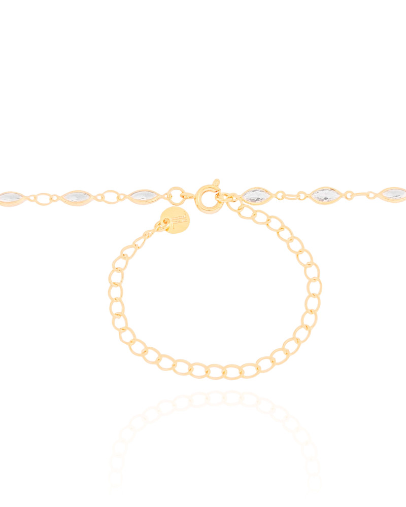 Choker Zircônia Navete 32 cm Banhado a Ouro 18K