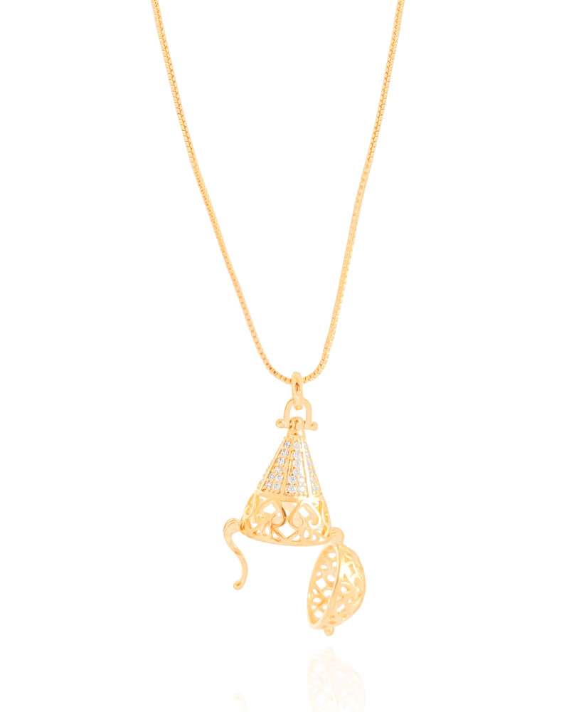 Gargantilha Perfumeiro Cravejado Cristal Banhado a Ouro 18K