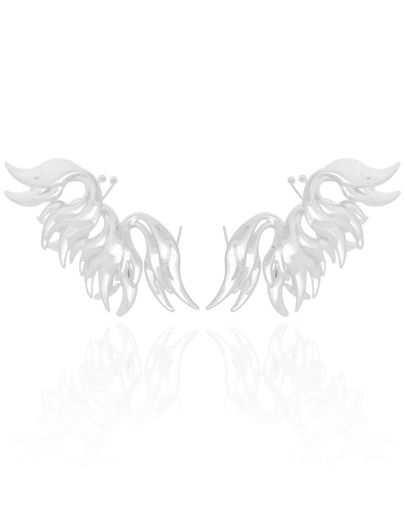 Brinco Ear Cuff Asa Lisa 6.5 cm Ródio Branco