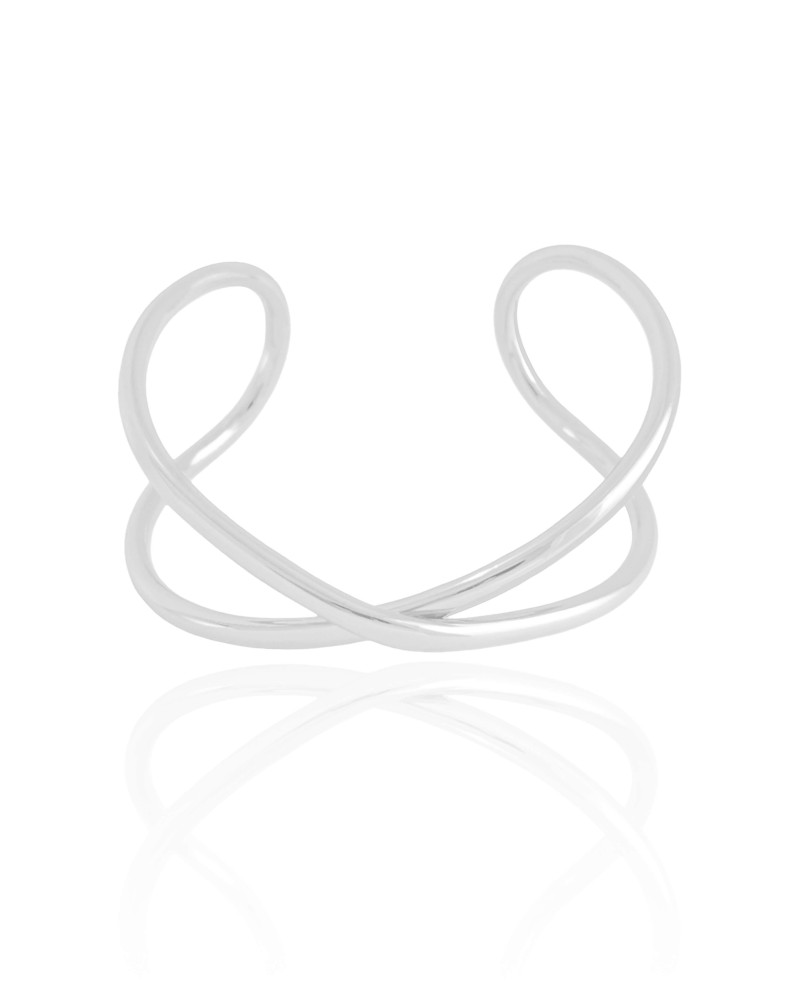 Bracelete Tubo X liso Ródio Branco