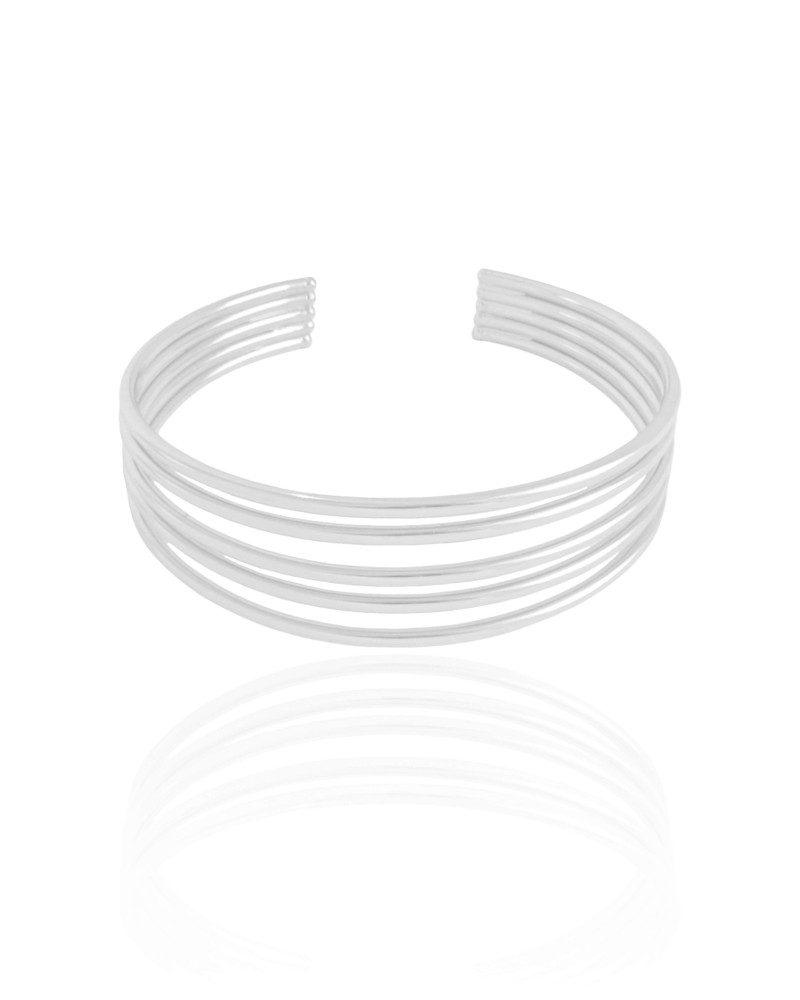 Bracelete Arcos de Tubo Ródio Branco