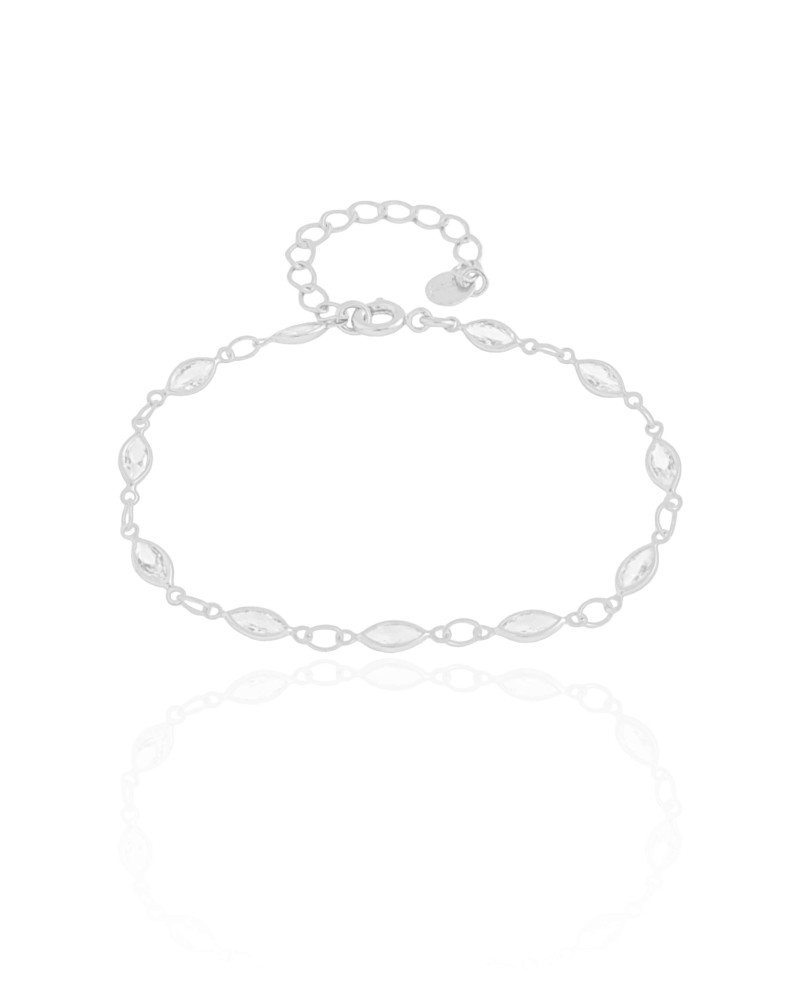 Pulseira Navetes Zircônia Ródio Branco